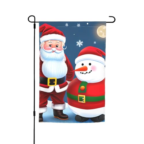 Vielseitige und stilvolle Gartenflagge mit Weihnachtsmann- und Schneemann-Druck, für alle Jahreszeiten, Dekoration für Terrasse, Garten, Terrasse Vielseitige und stilvolle Gartenflagge mit Weihnachtsmann- und Schneemann-Druck, für alle Jahreszeiten, Dekoration für Terrasse, Garten, Terrasse von HTTUP