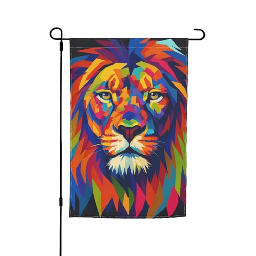 Vielseitige und stilvolle Gartenflagge mit buntem Löwen-Druck, für alle Jahreszeiten, als Dekoration für den Innenhof, Terrasse, Veranda und Garten Vielseitige und stilvolle Gartenflagge mit buntem Löwen-Druck, für alle Jahreszeiten, als Dekoration für den Innenhof, Terrasse, Veranda und Garten von HTTUP