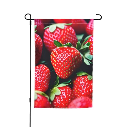 Vielseitige und stilvolle Gartenflagge mit frischem Erdbeermuster, für alle Jahreszeiten, als Dekoration für Terrasse, Veranda und Garten Vielseitige und stilvolle Gartenflagge mit frischem Erdbeermuster, für alle Jahreszeiten, als Dekoration für Terrasse, Veranda und Garten von HTTUP