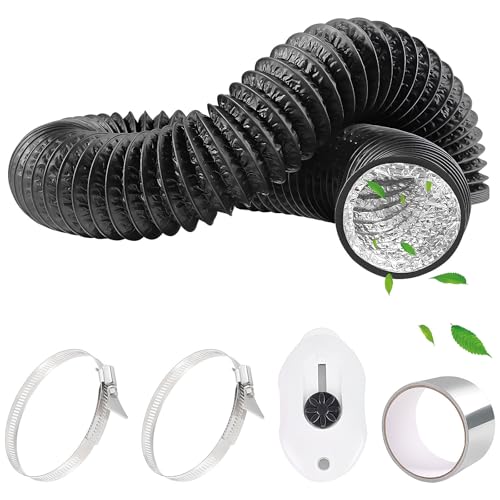HTTYHT Abluftschlauch PVC Flexibel Ø80mm 4,5m Schwarz mit Aluminiumband 50mm x5m und 2 Schlauchschelle Edelstahl Lüftungsschlauch Aluminium für Klimaanlage Trockner Abluftventilator Abzugshaube von HTTYHT