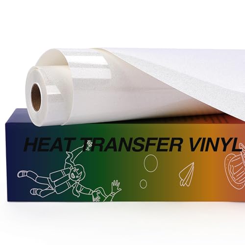 HTVRONT HTV Wärmetransfer-Vinyl-Rolle, Regenbogenweiß, 25,4 cm x 3 m, zum Aufbügeln, weißes Glitzer-HTV-Vinyl für Hemden, leicht zu schneiden und zu jäten HTVRONT HTV Wärmetransfer-Vinyl-Rolle, Regenbogenweiß, 25,4 cm x 3 m, zum Aufbügeln, weißes Glitzer-HTV-Vinyl für Hemden, leicht zu schneiden und zu jäten von HTVRONT