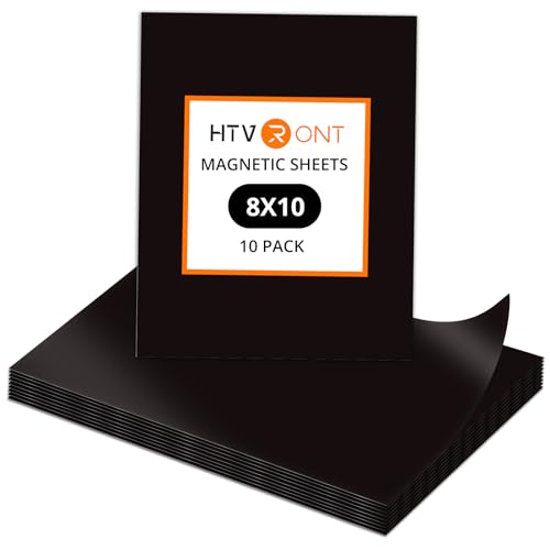 HTVRONT Magnetische Blätter mit selbstklebender Rückseite, 10 Stück, 8 x 10 Magnetbögen mit Klebstoff, leicht zu schneiden, flexibel, selbstklebende Magnetblätter für die Aufbewahrung, Handwerk, Fotos von HTVRONT