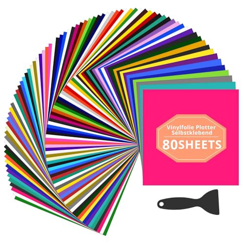 HTVRONT Pack of 80 Vinyl Plotter Film - Plotter Film Vinyl in 45 Beautiful Colours (Matt and Glossy) for Cutting Machines, DIY Stickers, Crafts and Homeko (30.5 x 30.5 cm) von HTVRONT