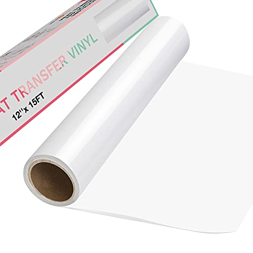 HTVRONT Plotterfolie Textil 30.5cm x4.57m Flexfolie Weiß für T-Shirts (Weiß) von HTVRONT