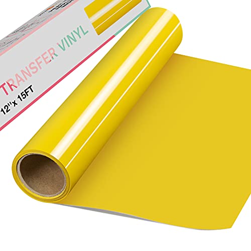 HTVRONT Plotterfolie Textil 30.5cm x4.57m Flexfolie für T-Shirts & Stoffe (Gelb) von HTVRONT