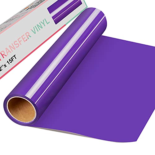 HTVRONT Plotterfolie Textil 30.5cm x4.57m Flexfolie für T-Shirts & Stoffe (Lila) von HTVRONT