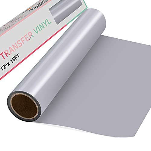 HTVRONT Plotterfolie Textil 30.5cm x4.57m Flexfolie für T-Shirts & Stoffe (Silber) von HTVRONT