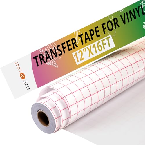 HTVRONT Transferfolie Plotter für Vinyl – 12 Zoll x 16 Fuß (30,5 x 488 cm) Übertragungsfolie Plotter mit mittlerer Haftung für permanente Vinylfolien geeignet für Schilder, Aufkleber, Dekale von HTVRONT