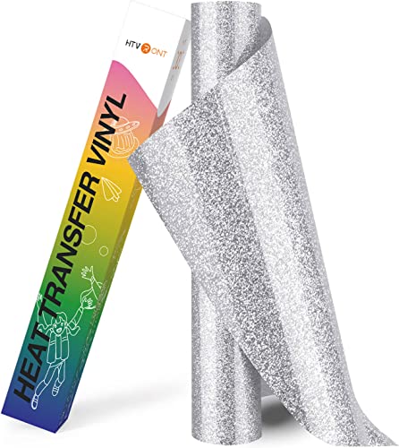 HTVRONT Wärmetransfer-Vinyl, 25,4 x 244 cm, glitzernd, silberfarben, HTV-Vinyl-Rolle, zum Aufbügeln für Cricut und Cameo, leicht zu schneiden und zu jäten, für Hitze-Vinyl-Design (Glitzer-Silber) HTVRONT Wärmetransfer-Vinyl, 25,4 x 244 cm, glitzernd, silberfarben, HTV-Vinyl-Rolle, zum Aufbügeln für Cricut und Cameo, leicht zu schneiden und zu jäten, für Hitze-Vinyl-Design (Glitzer-Silber) von HTVRONT