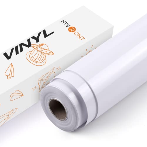 HTVRONT Vinylfolie Plotter Selbstklebend Rolle, 30.5cm x 762cm Glänzend Weiß Vinylfolie Plotter für Bastelprojekte, Schilder, Scrapbooking von HTVRONT