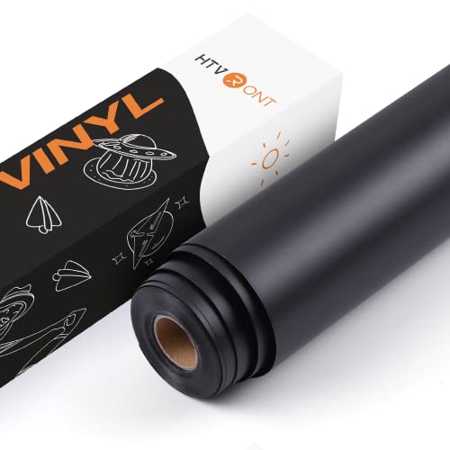 HTVRONT Vinylfolie Plotter Selbstklebend Rolle, 30.5cm x 762cm Matt Schwarz Vinylfolie Plotter für Bastelprojekte, Schilder, Scrapbooking von HTVRONT