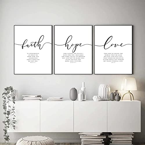 Faith Hope Love Bible Verse Bilder Leinwand Wandbild Wanddeko Wohnzimmer Wohnkultur Wandbild Modern Kunstposter Rahmenlos (3X30X40CM) von HTWLMM