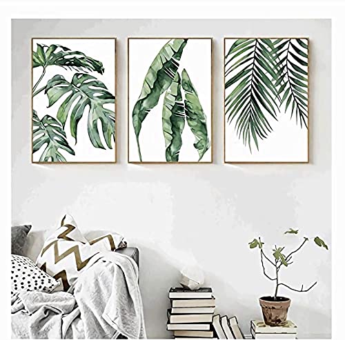 HTWLMM Grüne Pflanzen Blätter Eukalyptus Botanische Leinwandbilder Poster Kunstdruck Gemälde Für Schlafzimmer Wohnzimmer Wohnung Dekor Rahmenlos (Bilder A,3X30X40CM) von HTWLMM