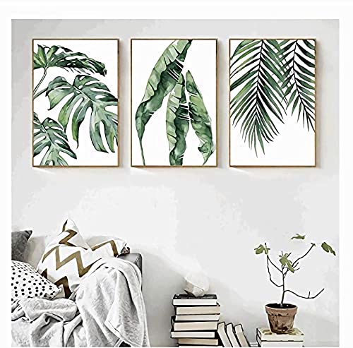 HTWLMM Grüne Pflanzen Blätter Eukalyptus Botanische Leinwandbilder Poster Kunstdruck Gemälde Für Schlafzimmer Wohnzimmer Wohnung Dekor Rahmenlos (Bilder A,3X40X50CM) von HTWLMM