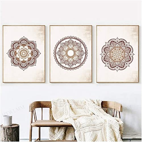 HTWLMM Mandala Braun Leinwandbild Wandbilder Wohnzimmer Schlafzimmer Wanddekoration Bild,Leinwand Bilder Kunstdruck Decor Rahmenlos (3X60X80CM) von HTWLMM