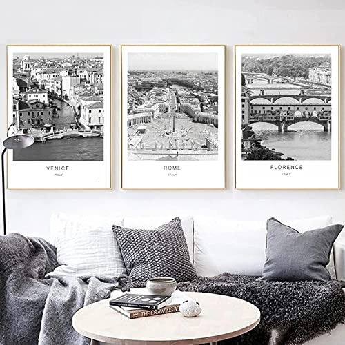 HTWLMM Schwarz Weiß Bilder Abstrakte Leinwand Wandbild Italien Fotografie Wanddeko Wohnzimmer Wohnkultur Wandbild Modern Kunstposter Rahmenlos (3X40X60CM) von HTWLMM