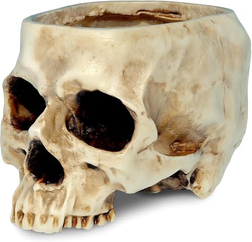 HTXsky Totenkopf-Übertopf mit Ablaufloch, Schwarz von HTXsky