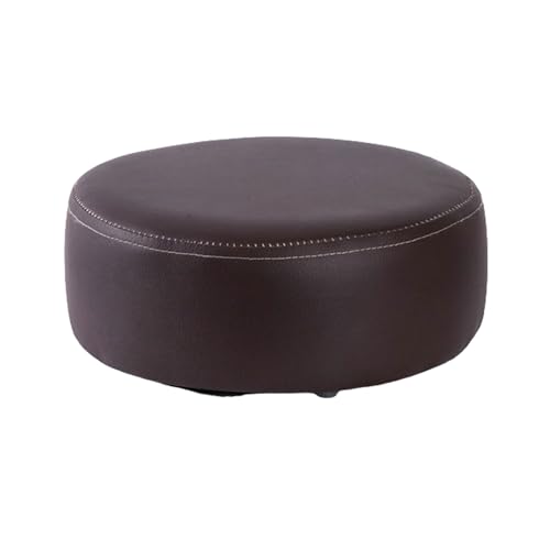 HTYUKFDG 10,6'' runder Ottoman-Pouf-Fußhocker aus Kunstleder, Ottoman-Fußstütze, Couchtisch, niedriger Hocker, moderner Boden-Fußhocker für Sofa, Kissen, Couch von HTYUKFDG