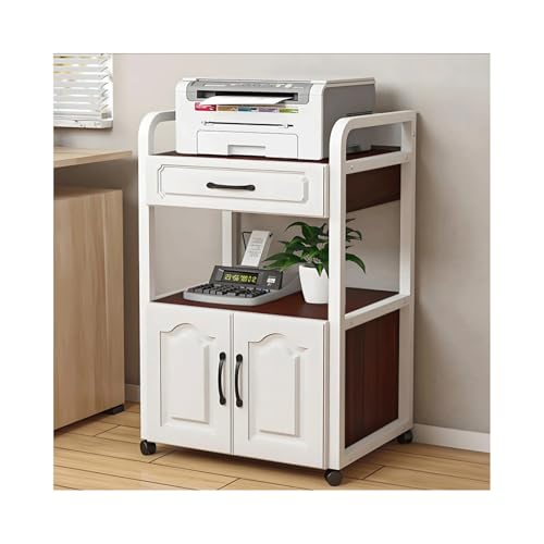 HTYUKFDG 2-stufiger AV-Medienständer mit Schublade und Tür, HiFi-Ständer, Stereokomponentenschrank aus Holz, modernes Videospielkonsolenregal for das Home Office(Bruin) von HTYUKFDG