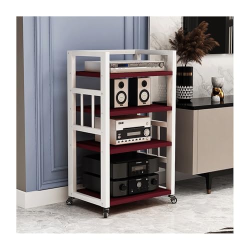HTYUKFDG 4-stufiger AV-Medienständer mit Rädern, modernes Audio-/Video-Rack, CD-Plattenspieler-Rack, Entertainment-Komponenten-Organizer for Heimkino(Bruin) von HTYUKFDG