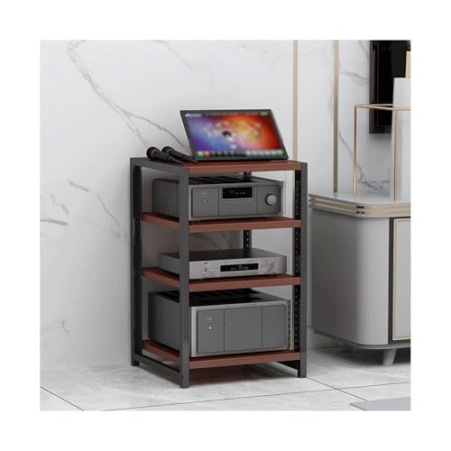 HTYUKFDG AV-Medienständer, Stereokomponentenschrank, Plattenspielerständer aus Holz mit verstellbaren Regalen, moderner HiFi-Ständer, Audio-Rack-Turm for Spielekonsole(Rosso,4 Tier) von HTYUKFDG