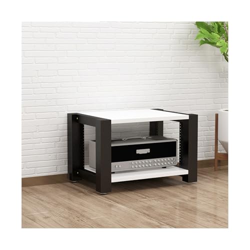 HTYUKFDG AV-Medienständer, verstellbare Medienaufbewahrungsregale, CD-Plattenspieler, Stereo-Komponenten-Rack-Schrank, moderner Audio-Rack-Turm Compatible with Heimstudio(Blanc,2 Tier) von HTYUKFDG