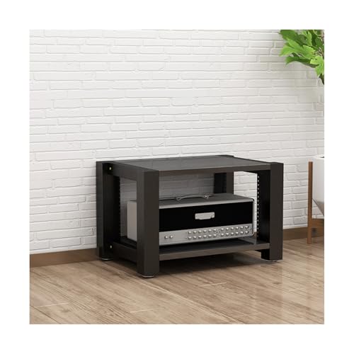 HTYUKFDG AV-Medienständer, verstellbare Medienaufbewahrungsregale, CD-Plattenspieler, Stereo-Komponenten-Rack-Schrank, moderner Audio-Rack-Turm Compatible with Heimstudio(Svart,2 Tier) von HTYUKFDG