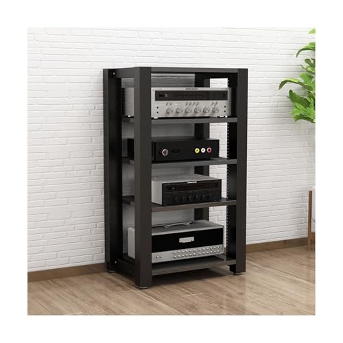 HTYUKFDG AV-Medienständer, verstellbare Medienaufbewahrungsregale, CD-Plattenspieler, Stereo-Komponenten-Rack-Schrank, moderner Audio-Rack-Turm Compatible with Heimstudio(Svart,5 Tier) von HTYUKFDG