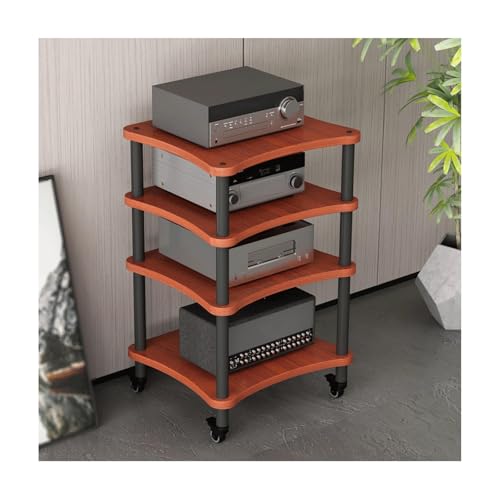 HTYUKFDG Audio-Video-Medienständer, modernes Heim-Stereosystem, Unterhaltungskomponenten-Schrank, robuster Audio-Rack-Turm mit Rädern for Zuhause(Bruin,4 Tier) von HTYUKFDG