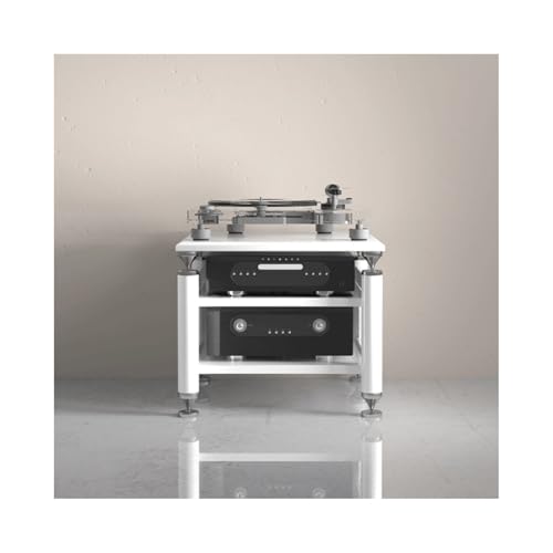 HTYUKFDG Audio-Video-Regal, Medienständer mit verstellbaren Regalen, Audio-Rack-Turm, Stereo-Schrank, Unterhaltungskomponente, HiFi-Ständer for den Wohn- und Aufnahmeraum(Blanc,2 Tier) von HTYUKFDG