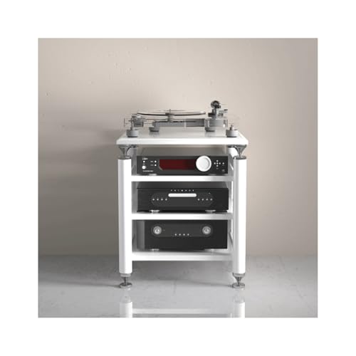 HTYUKFDG Audio-Video-Regal, Medienständer mit verstellbaren Regalen, Audio-Rack-Turm, Stereo-Schrank, Unterhaltungskomponente, HiFi-Ständer for den Wohn- und Aufnahmeraum(Blanc,3 Tier) von HTYUKFDG