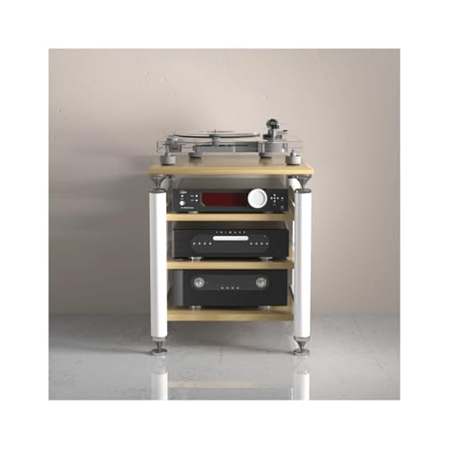 HTYUKFDG Audio-Video-Regal, Medienständer mit verstellbaren Regalen, Audio-Rack-Turm, Stereo-Schrank, Unterhaltungskomponente, HiFi-Ständer for den Wohn- und Aufnahmeraum(Natural,3 Tier) von HTYUKFDG