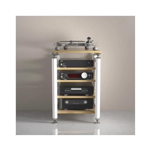 HTYUKFDG Audio-Video-Regal, Medienständer mit verstellbaren Regalen, Audio-Rack-Turm, Stereo-Schrank, Unterhaltungskomponente, HiFi-Ständer for den Wohn- und Aufnahmeraum(Natural,4 Tier) von HTYUKFDG