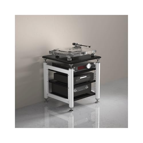 HTYUKFDG Audio-Video-Regal, Medienständer mit verstellbaren Regalen, Audio-Rack-Turm, Stereo-Schrank, Unterhaltungskomponente, HiFi-Ständer for den Wohn- und Aufnahmeraum(Svart,3 Tier) von HTYUKFDG