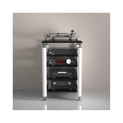 HTYUKFDG Audio-Video-Regal, Medienständer mit verstellbaren Regalen, Audio-Rack-Turm, Stereo-Schrank, Unterhaltungskomponente, HiFi-Ständer for den Wohn- und Aufnahmeraum(Svart,4 Tier) von HTYUKFDG