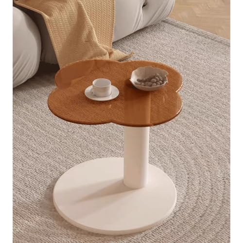 HTYUKFDG Blumenförmiger Couchtisch, moderner Sofa-Beistelltisch im cremefarbenen Stil, Kleiner Snack-Beistelltisch, blütenblattförmiger Akzent-Mitteltisch für das Wohnzimmer von HTYUKFDG