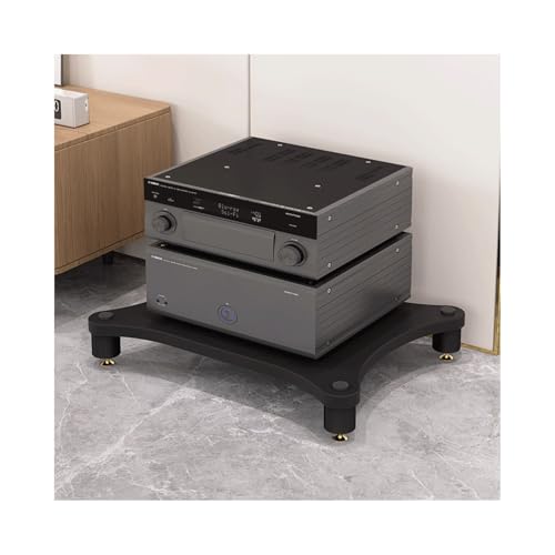 HTYUKFDG CD-Plattenspielerständer mit stoßdämpfenden Füßen, Stereo-Receiver, AV-Geräteschrank, Präsentationsständer, AV-Medienständer aus Holz for das Home-Office-Theater(Svart,1 Tier) von HTYUKFDG