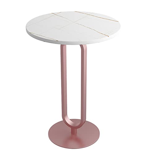 HTYUKFDG Couchtisch mit Kunstmarmoroberfläche und robusten rosa Metallbeinen, runder Beistelltisch, Italienischer Simplicity-Sofa-Beistelltisch für Wohnzimmer, Schlafzimmer, Küche von HTYUKFDG