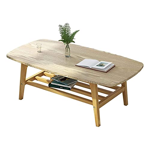 HTYUKFDG Couchtisch mit offener Aufbewahrung, niedriger Tisch aus Massivholz, Cocktailtisch mit MDF-Platte und Holzbeinen, moderner Tisch für kleine Wohnzimmer von HTYUKFDG