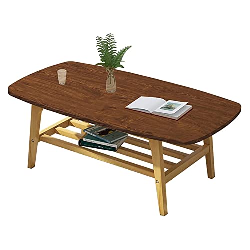 HTYUKFDG Couchtisch mit offener Aufbewahrung, niedriger Tisch aus Massivholz, Cocktailtisch mit MDF-Platte und Holzbeinen, moderner Tisch für kleine Wohnzimmer von HTYUKFDG