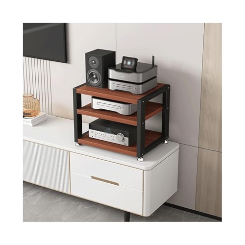 HTYUKFDG Desktop-AV-Medienständer, offener Stereoschrank, 2/3/4-stufiger Audio-Rack-Turmhalter, tragbarer HiFi-Kopfhörerverstärker-Lagerregal(Bruin,45x35x35.5cm) von HTYUKFDG