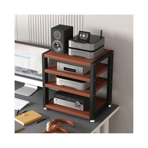 HTYUKFDG Desktop-AV-Medienständer, offener Stereoschrank, 2/3/4-stufiger Audio-Rack-Turmhalter, tragbarer HiFi-Kopfhörerverstärker-Lagerregal(Bruin,50x35x48cm) von HTYUKFDG