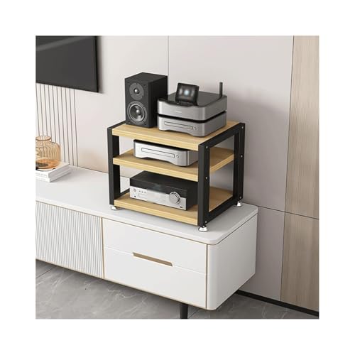 HTYUKFDG Desktop-AV-Medienständer, offener Stereoschrank, 2/3/4-stufiger Audio-Rack-Turmhalter, tragbarer HiFi-Kopfhörerverstärker-Lagerregal(Natural,50x35x35.5cm) von HTYUKFDG