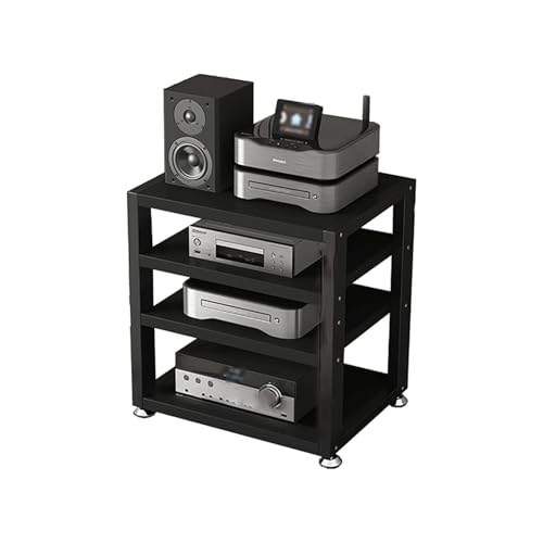 HTYUKFDG Desktop-AV-Medienständer, offener Stereoschrank, 2/3/4-stufiger Audio-Rack-Turmhalter, tragbarer HiFi-Kopfhörerverstärker-Lagerregal(Svart,40x35x48cm) von HTYUKFDG