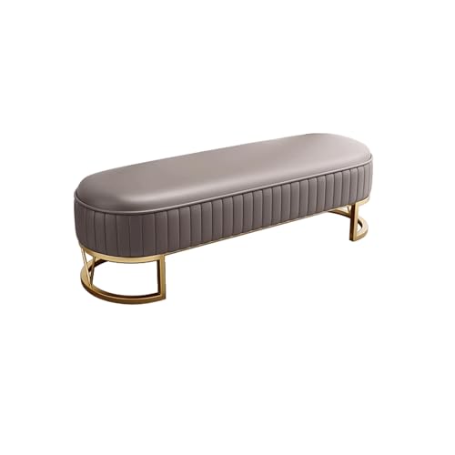HTYUKFDG Faux Leder Ottoman Bank gepolsterte Schlafzimmerbank mit goldenen Metallbein von HTYUKFDG