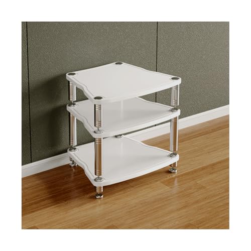 HTYUKFDG HiFi-Rack, Audio-Video-Medienständer, Stereo-Ständer mit stoßdämpfenden Füßen, CD-Plattenspieler, Unterhaltungs-Stereo-Komponenten-Rack-Schrank for Zuhause(Blanc,3 Tier) von HTYUKFDG