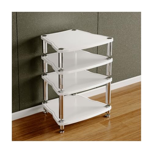 HTYUKFDG HiFi-Rack, Audio-Video-Medienständer, Stereo-Ständer mit stoßdämpfenden Füßen, CD-Plattenspieler, Unterhaltungs-Stereo-Komponenten-Rack-Schrank for Zuhause(Blanc,4 Tier) von HTYUKFDG