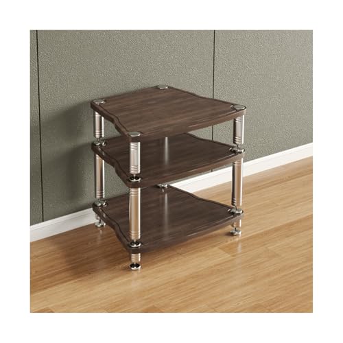 HTYUKFDG HiFi-Rack, Audio-Video-Medienständer, Stereo-Ständer mit stoßdämpfenden Füßen, CD-Plattenspieler, Unterhaltungs-Stereo-Komponenten-Rack-Schrank for Zuhause(Bruin,3 Tier) von HTYUKFDG