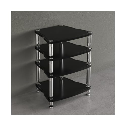 HTYUKFDG HiFi-Rack, Audio-Video-Medienständer, Stereo-Ständer mit stoßdämpfenden Füßen, CD-Plattenspieler, Unterhaltungs-Stereo-Komponenten-Rack-Schrank for Zuhause(Svart,4 Tier) von HTYUKFDG
