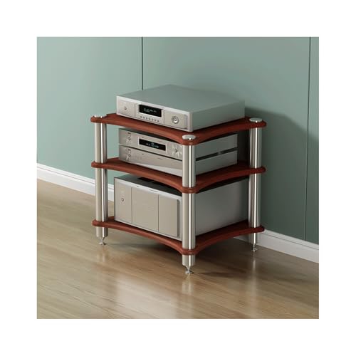 HTYUKFDG HiFi-Rack AV-Medienständer Offener Stereoschrank aus Holz Audio-Video-Regal Display Audio-Rack Tower Plattenspieler for Verstärker Spielkonsole(Bruin,3 Tier) von HTYUKFDG